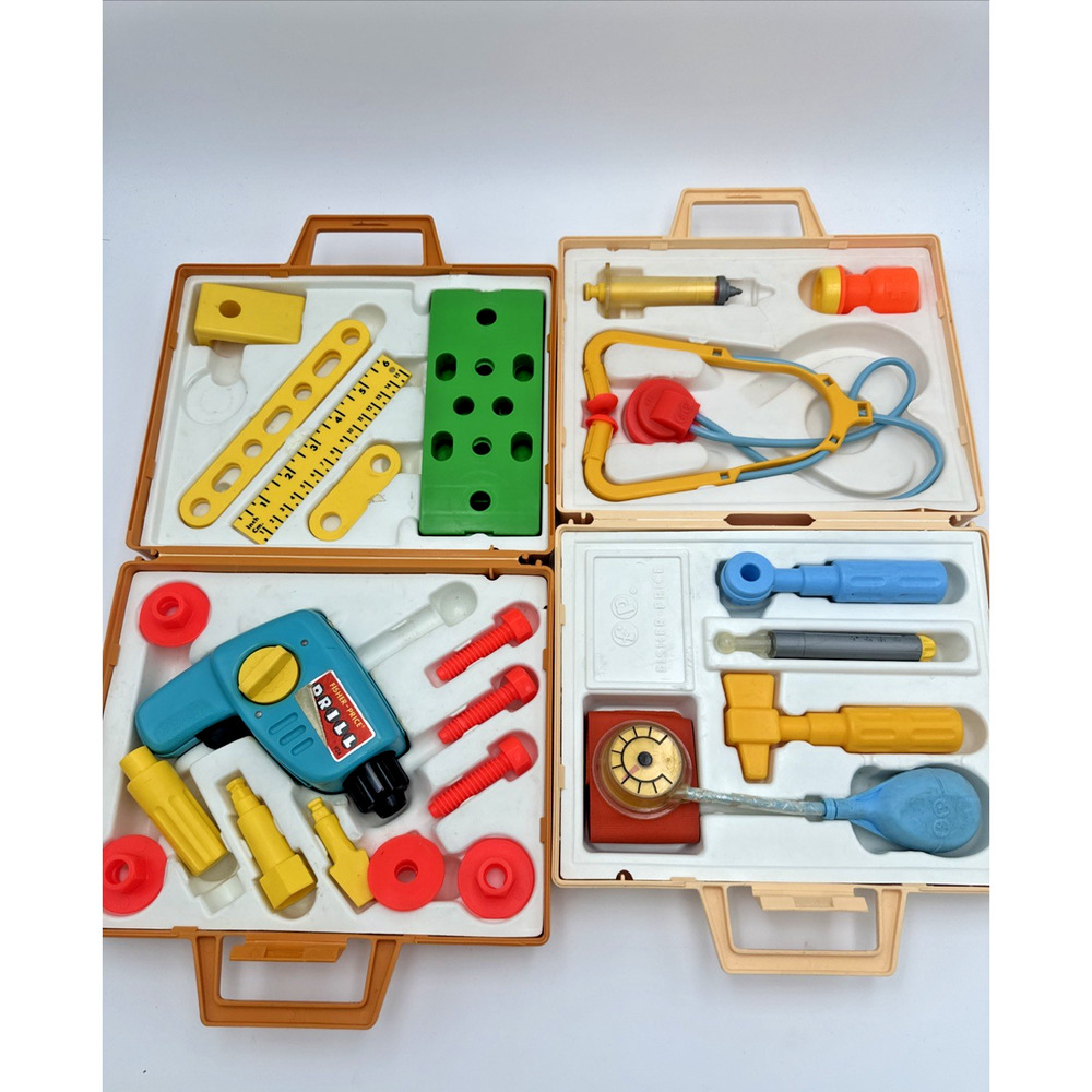 Set Of 2 Vintage 1977 Fisher-Price Medical And Tool Kits - Picture 4 of 7